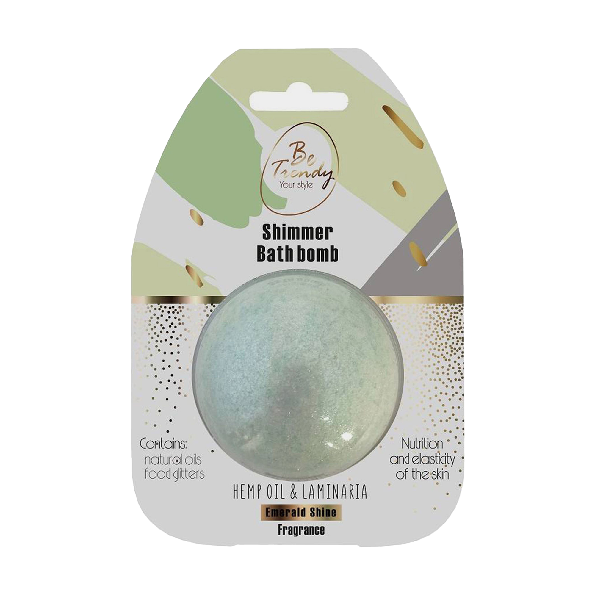 Бомба для ванни Be Trendy Shimmer Bath Bomb Конопляна олія та ламінарія, 100 г