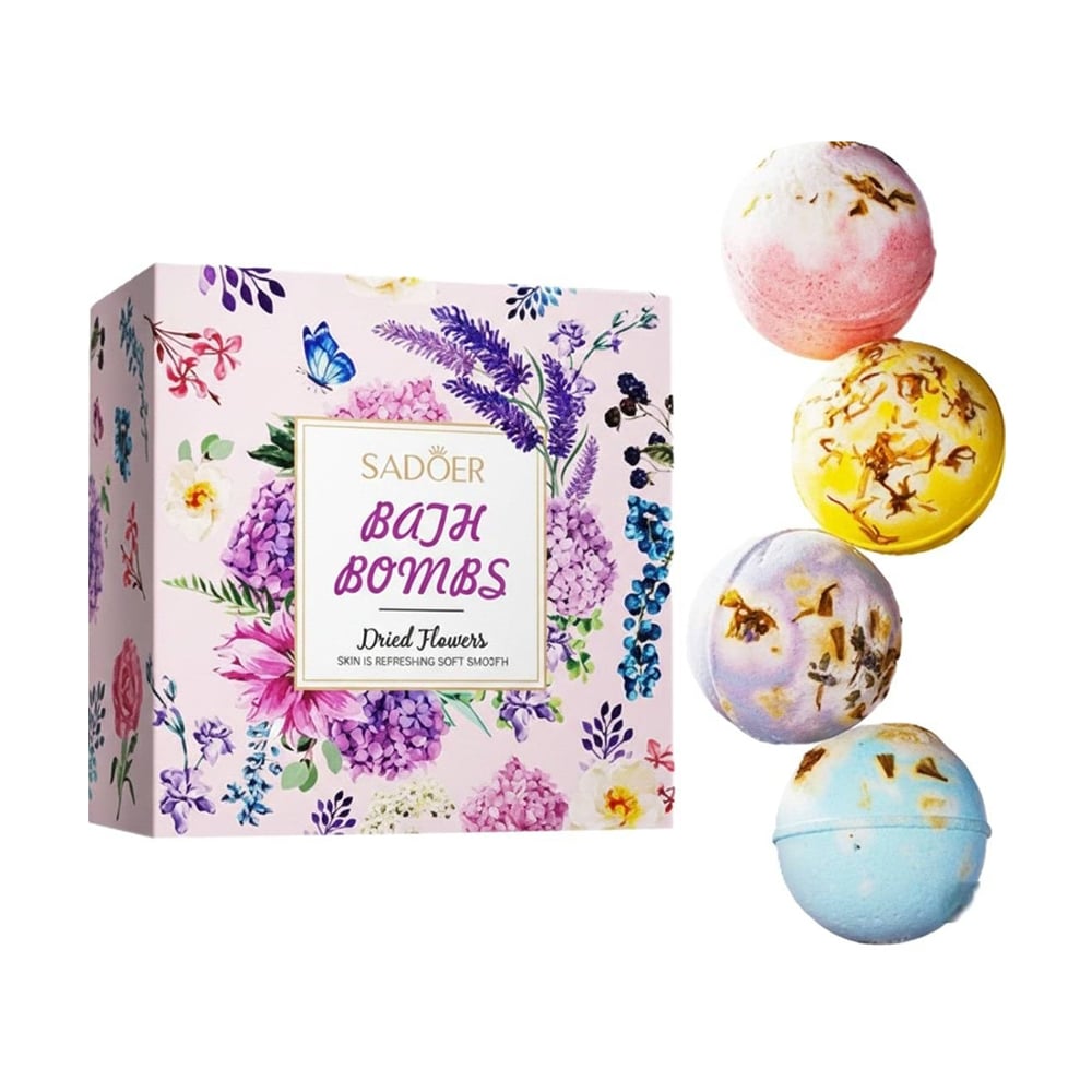 Бомбочки для ванни Sadoer Bath Bombs, Dried Flowers, 4*100 г